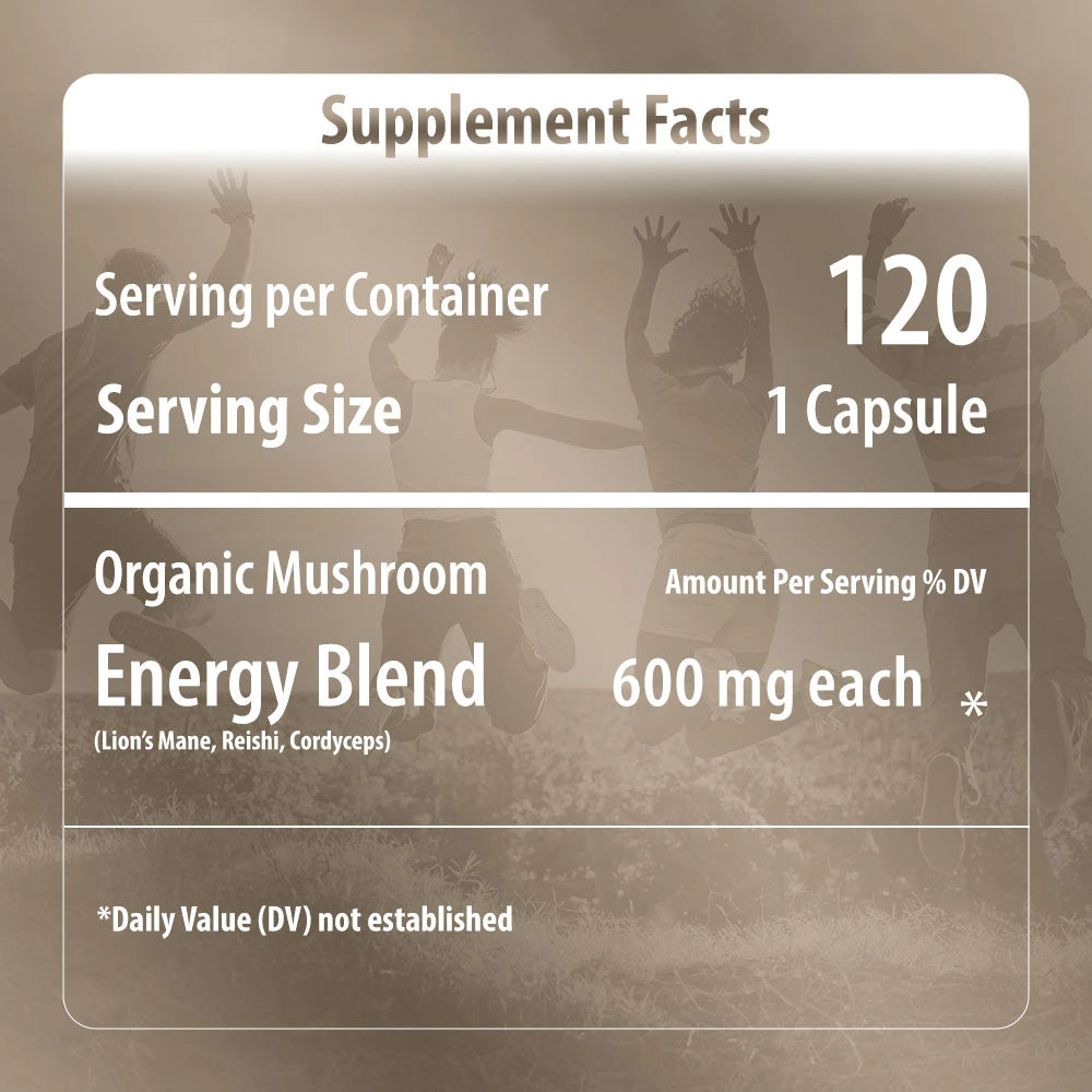 Energy Blend Mushroom Capsules Supplement Facts