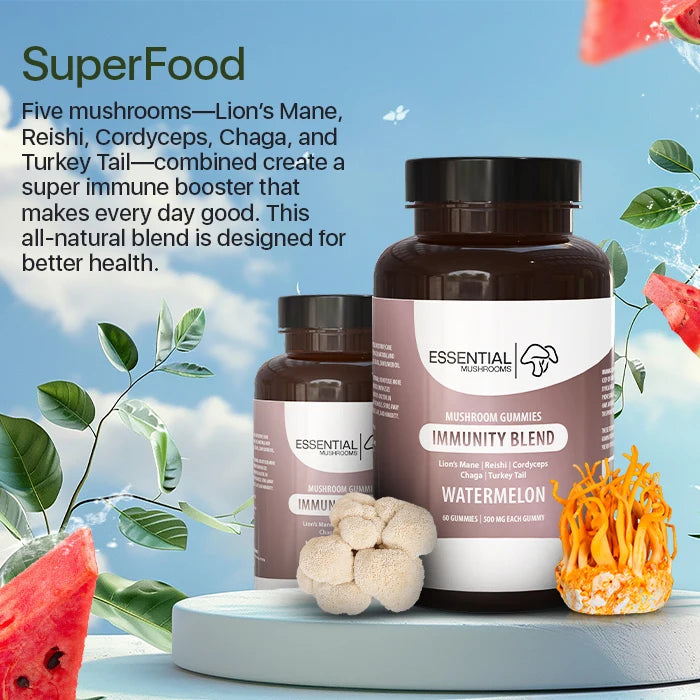 essential mushrooms immunity blend
mushroom extract 500mg gummies supplements