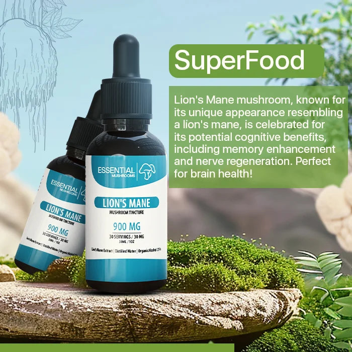 essential mushrooms lions mane 900mg tincture