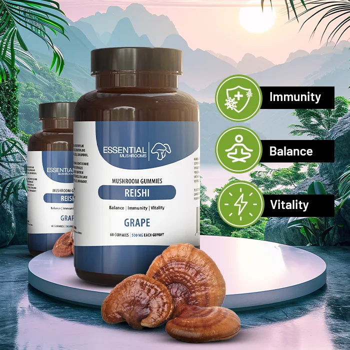 essential mushrooms reishi mushroom extract 500mg gummies benefits pic