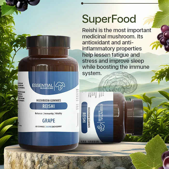 essential mushrooms reishi mushroom extract 500mg gummies supplements