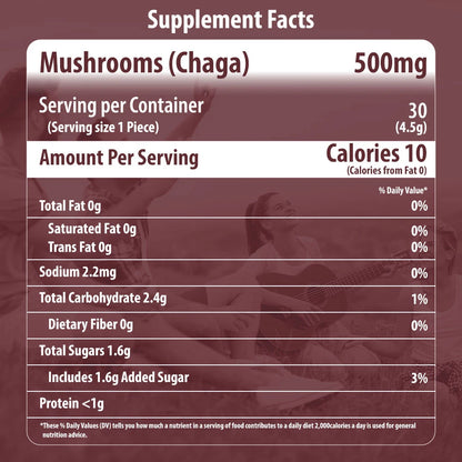 Chaga Mushroom Gummies Supplement Facts