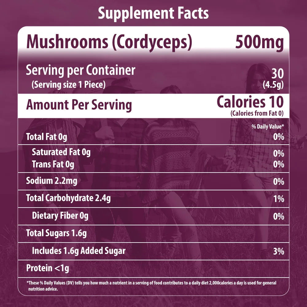 Cordyceps Mushroom Gummies Supplement Facts