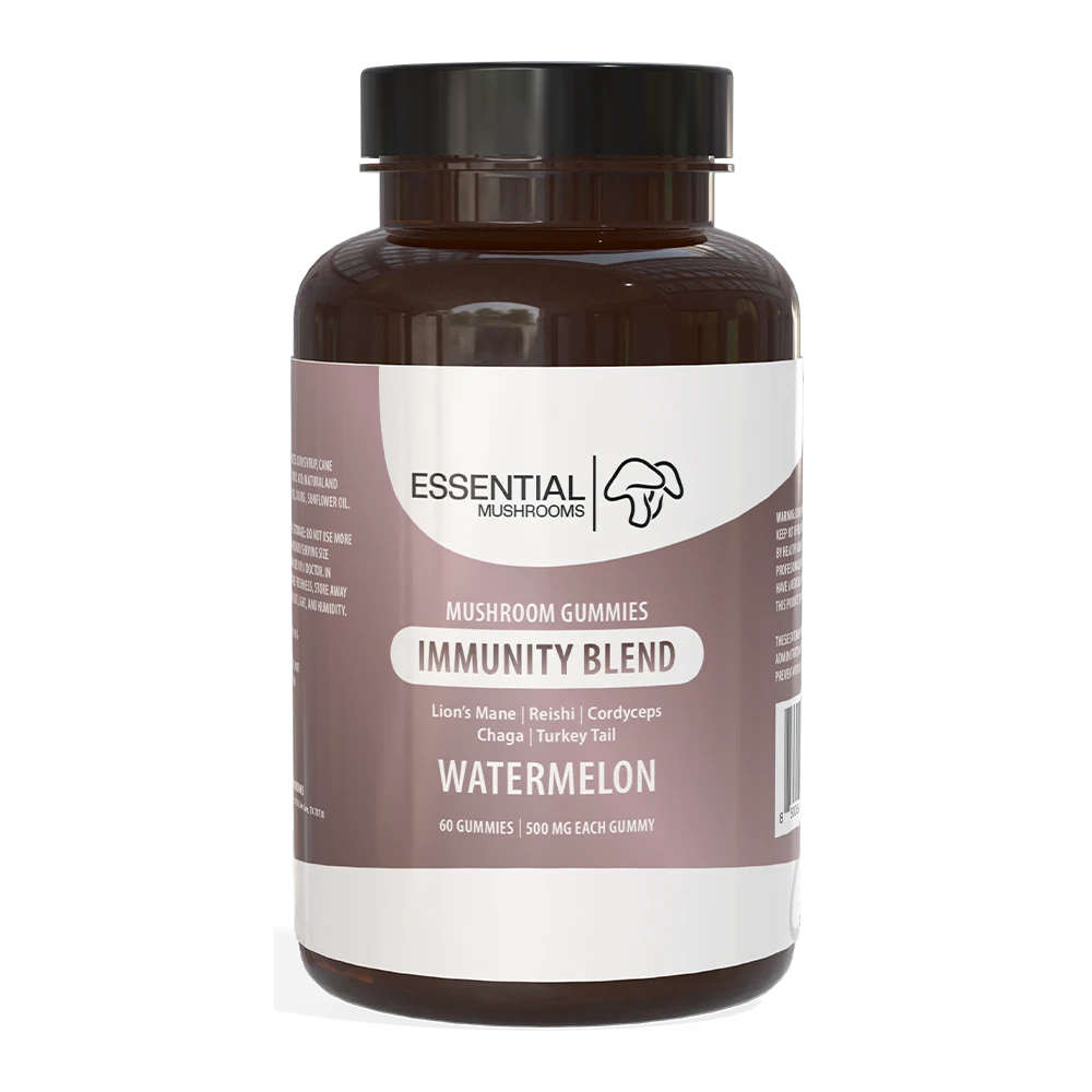 essential mushrooms immunity blend watermelon mushroom extract gummies 500mg