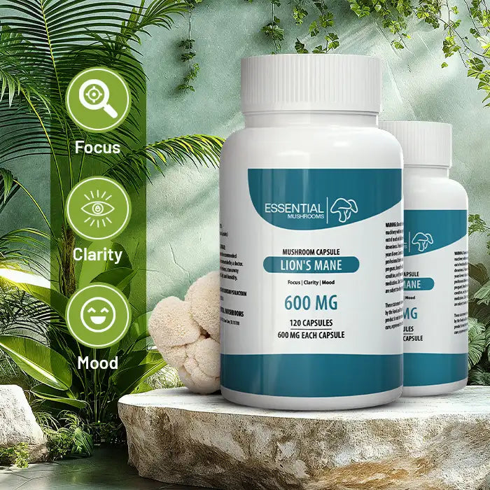 essential mushrooms lions mane mushroom extract capsules benefits pic