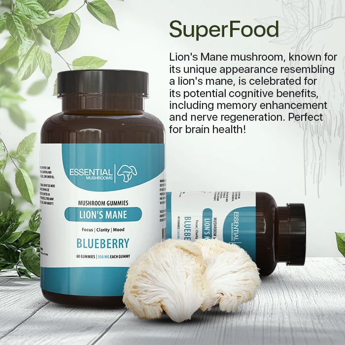 essential mushrooms lions mane mushroom extract gummy supplements