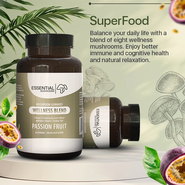 essential mushrooms wellness blend mushroom extract 500mg gummies