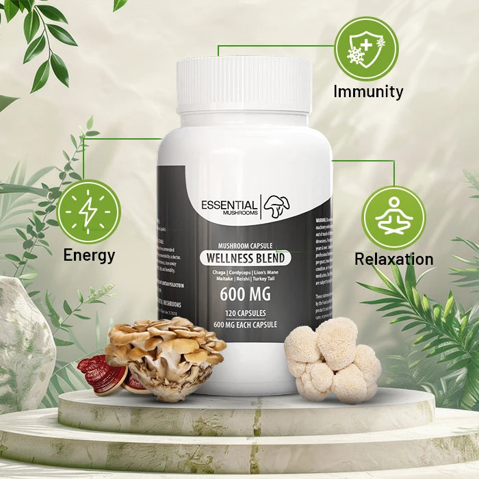 essential mushrooms wellness blend mushroom extract capsule benefits pic