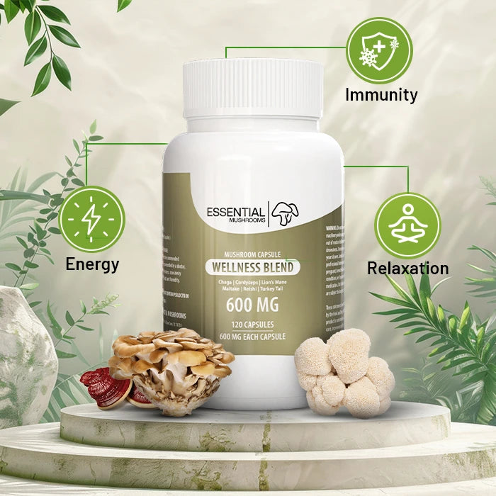 essential mushrooms wellness blend mushroom extract capsules benefits pic