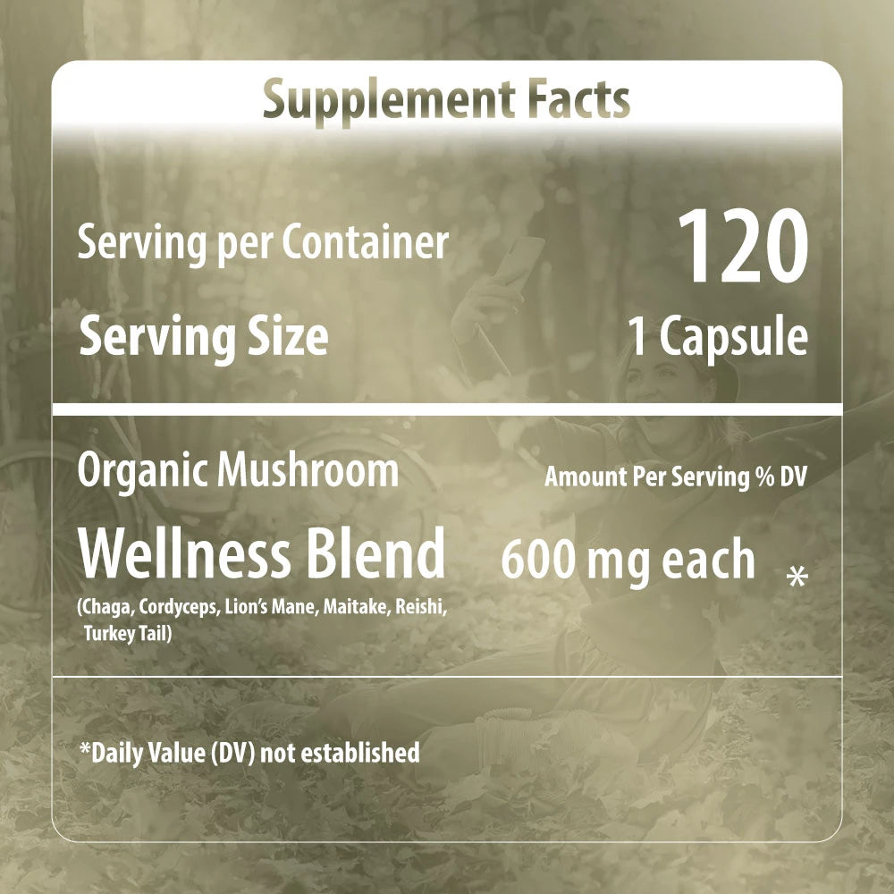 essential mushrooms wellness blend mushroom extract capsules supplements facts