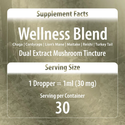 essential mushrooms wellness blend mushroom extract tincture supplement facts